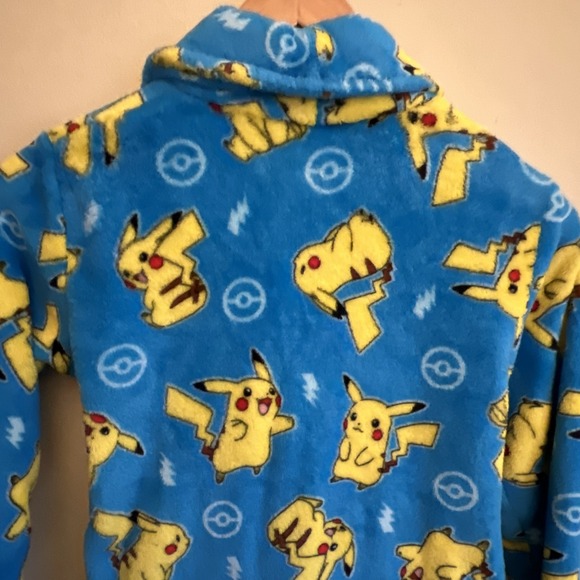 Pokemon Pikachu Plush Pajama Bathrobe Youth Blue Medium 8/10 - Picture 16 of 16